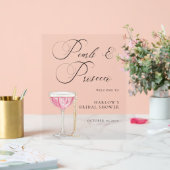 Perlen und Prosecco-Brautparty Acrylschild (Hochzeit)