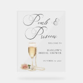 Perlen und Prosecco-Brautparty Acrylschild (Vorderseite)