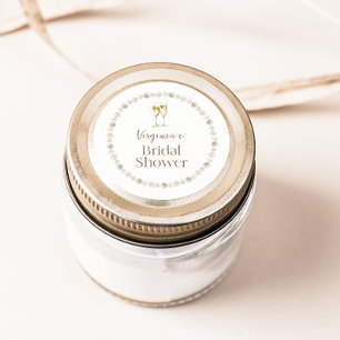 Perlen und Prosecco Brautparty-Aufkleber Runder Aufkleber