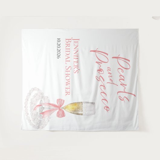 Perlen und Prosecco | Brautparty-Backdrops Wandteppich (Vorderseite (Horizontal))