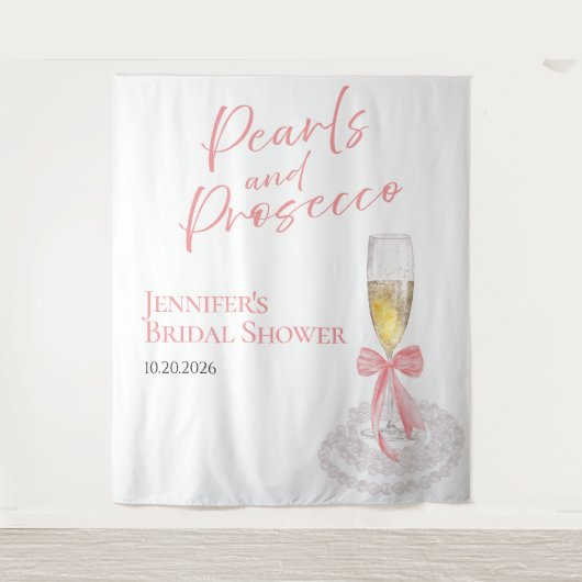 Perlen und Prosecco | Brautparty-Backdrops Wandteppich (Vorderseite)