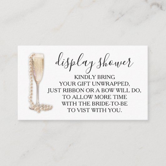 Perlen und Prosecco-Brautparty Begleitkarte (Vorderseite)