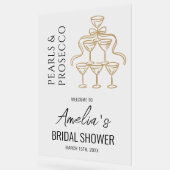 Perlen und Prosecco Brautparty Begrüßungszeichen Acrylschild (Winkel)