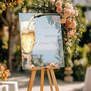 Perlen und Prosecco Brautparty Begrüßungszeichen Acrylschild