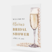 Perlen und Prosecco Brautparty Begrüßungszeichen Acrylschild (Winkel)