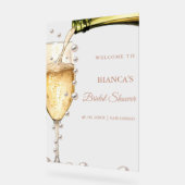 Perlen und Prosecco Brautparty Begrüßungszeichen Acrylschild (Winkel)