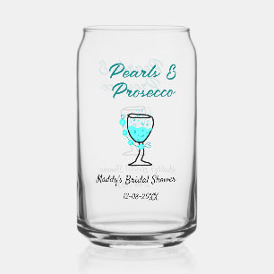 Perlen und Prosecco Brautparty Blau Schwarz Name  Dosenglas