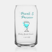 Perlen und Prosecco Brautparty Blau Schwarz Name  Dosenglas (Rückseite)