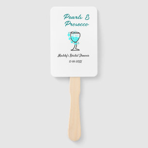 Perlen und Prosecco Brautparty Blau Schwarz Name  Fächer