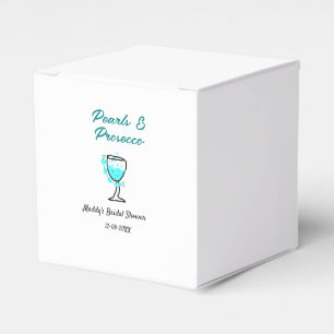 Perlen und Prosecco Brautparty Blau Schwarz Name Geschenkschachtel