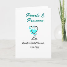 Perlen und Prosecco Brautparty Blau Schwarz Name