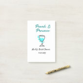 Perlen und Prosecco-Brautparty Blau Schwarz Name Post-it Klebezettel (Auf Schreibtisch)