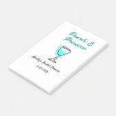 Perlen und Prosecco-Brautparty Blau Schwarz Name Post-it Klebezettel (angewinkelt)