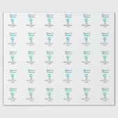 Perlen und Prosecco-Brautparty blau-schwarzer Name Geschenkpapier (Flach)