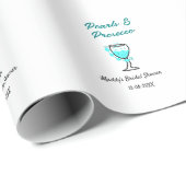 Perlen und Prosecco-Brautparty blau-schwarzer Name Geschenkpapier (Rolleneckpunkt)