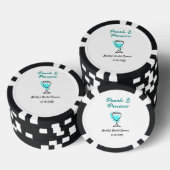 Perlen und Prosecco Brautparty blau schwarzer Name Pokerchips (Stapel)