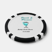 Perlen und Prosecco Brautparty blau schwarzer Name Pokerchips (Einzeln)