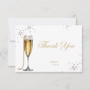 Perlen und Prosecco-Brautparty, Bridal Brunch Dankeskarte