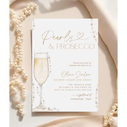 Perlen und Prosecco-Brautparty, Bridal Brunch Einladung