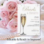 Perlen und Prosecco-Brautparty, Bridal Brunch Einladung