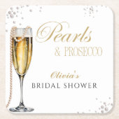 Perlen und Prosecco-Brautparty, Bridal Brunch Rechteckiger Pappuntersetzer (Vorderseite)