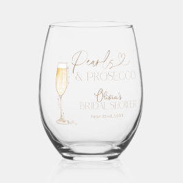Perlen und Prosecco-Brautparty, Bridal Brunch Weinglas Ohne Stiel