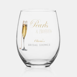 Perlen und Prosecco-Brautparty, Bridal Brunch Weinglas Ohne Stiel
