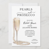 Perlen und Prosecco Brautparty Brunch & Bubbly Einladung (Vorderseite)