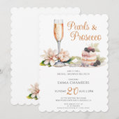 Perlen und Prosecco Brautparty Brunch Einladung (Vorne/Hinten)