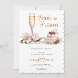 Perlen und Prosecco Brautparty Brunch Einladung