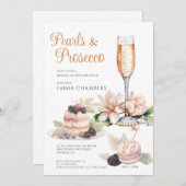 Perlen und Prosecco Brautparty Brunch Einladung (Vorne/Hinten)