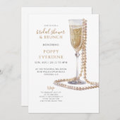Perlen und Prosecco Brautparty Brunch Einladung (Vorne/Hinten)