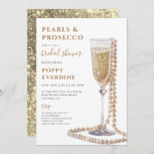 Perlen und Prosecco Brautparty Brunch Einladung (Vorne/Hinten)