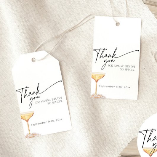 Perlen und Prosecco Brautparty Champagne Brunch Geschenkanhänger