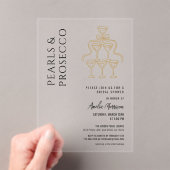 Perlen und Prosecco-Brautparty Champagner Acryleinladungen (Insitu (Handheld))