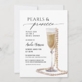 Perlen und Prosecco-Brautparty Champagner Einladung (Vorderseite)