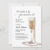 Perlen und Prosecco-Brautparty Champagner Einladung (Vorderseite)