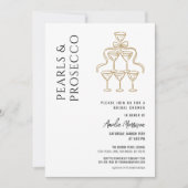 Perlen und Prosecco-Brautparty Champagner Einladung (Vorderseite)