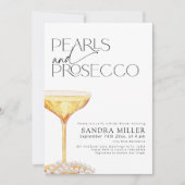 Perlen und Prosecco-Brautparty Champagnerglas Einladung (Vorderseite)