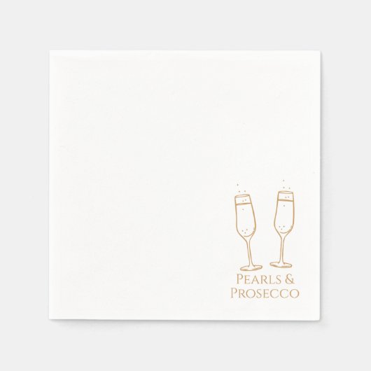Perlen und Prosecco Brautparty Cocktail Serviette (Vorderseite)