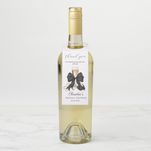 Perlen und Prosecco Brautparty Danke Flaschenanhänger (Auf Flasche)