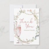 Perlen und Prosecco-Brautparty Dankeskarte (Vorderseite)