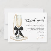 Perlen und Prosecco-Brautparty Dankeskarte (Vorderseite)