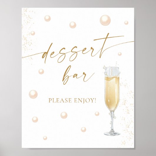 Perlen und Prosecco Brautparty Dessert Bar Poster (Vorne)
