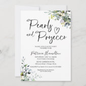 Perlen und Prosecco-Brautparty Einladung (Vorderseite)