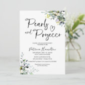 Perlen und Prosecco-Brautparty Einladung (Stehend Vorderseite)