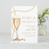 Perlen und Prosecco Brautparty Einladung (Stehend Vorderseite)