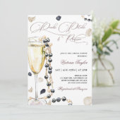 Perlen und Prosecco-Brautparty Einladung (Stehend Vorderseite)
