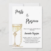 Perlen und Prosecco-Brautparty Einladung (Vorderseite)