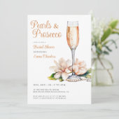 Perlen und Prosecco-Brautparty Einladung (Stehend Vorderseite)